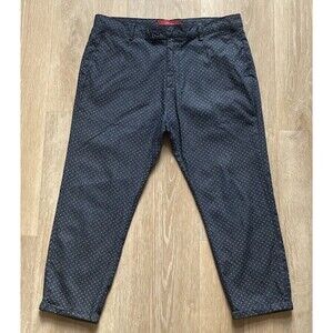 Zara Man Basic Pants Navy Patterned Lightweight Slim Fit Cropped Cuffed. Size 32